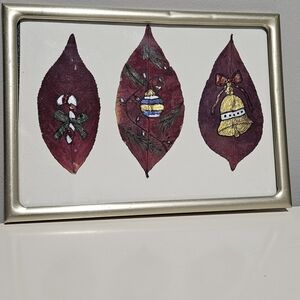 Framed Leaf Art with Holiday Designs
